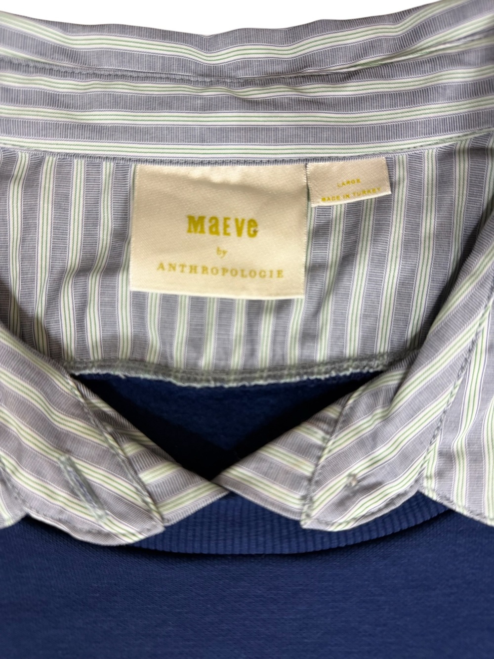 Maeve for Anthropologie Navy Layered Oversized Twofer Pullover Sweatshirt - Picture 13 of 14